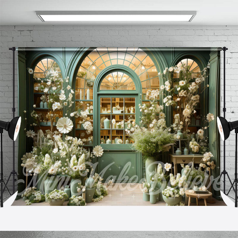 Lofaris Green Arched Door And Window Flower Spring Backdrop
