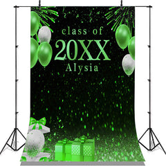 Lofaris Green Ballons And Gifts Bokeh Class Of 2022 Backdrop