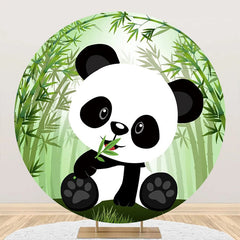 Lofaris Green Bamboo Forest Panda Round Baby Shower Backdrop