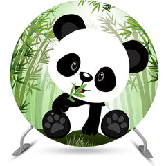 Lofaris Green Bamboo Forest Panda Round Baby Shower Backdrop
