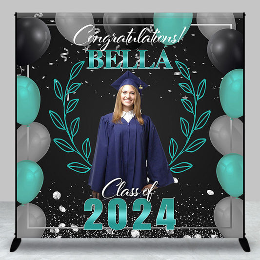 Lofaris Green Blue Balloon Diamond Custom Graduation Backdrop