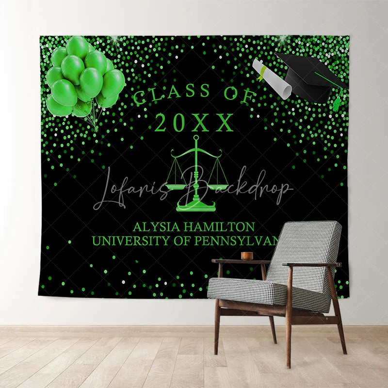 Lofaris Green Bokeh Ballons Class Of 2022 Black Grad Backdrop