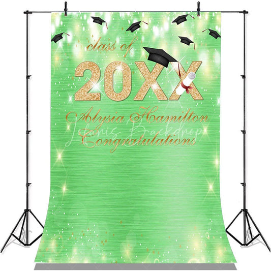Lofaris Green Bokeh Glitter Gold Class Of 2022 Gradution Backdorp