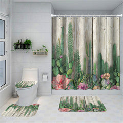 Lofaris Green Botanical Cactus Shower Curtain for Decor