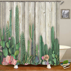 Lofaris Green Botanical Cactus Shower Curtain for Decor