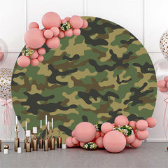 Lofaris Green Camo Military Theme Party Round Backdrop Kit