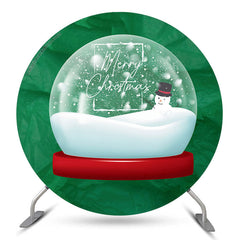 Lofaris Green Crystal Ball Snowman Circle Christmas Backdrop