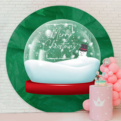 Lofaris Green Crystal Ball Snowman Circle Christmas Backdrop