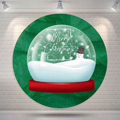 Lofaris Green Crystal Ball Snowman Circle Christmas Backdrop