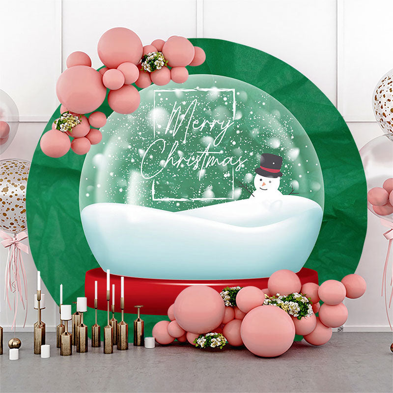 Lofaris Green Crystal Ball Snowman Circle Christmas Backdrop