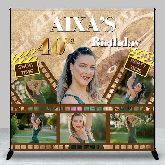 Lofaris Green Custom Photo Film 40th Birthday Backdrop for Women