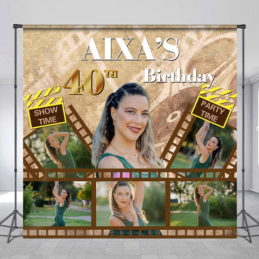 Lofaris Green Custom Photo Film 40th Birthday Backdrop for Women