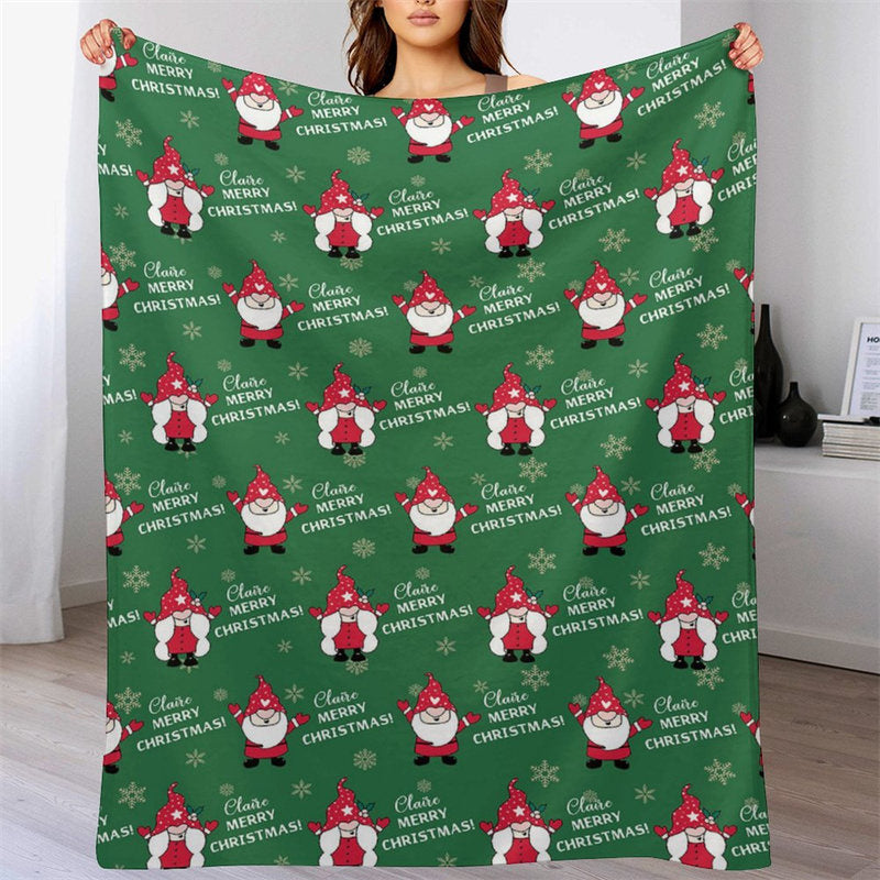 Lofaris Green Dwarfs Repeat Custom Name Christmas Blanket