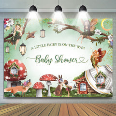 Lofaris Green Fairy Mushroom House Wild Baby Shower Backdrop
