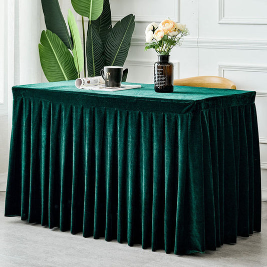 Lofaris Green Fitted Velvet Rectangle Table Skirts Cover