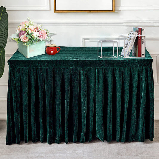 Lofaris Green Fitted Velvet Rectangle Table Skirts Cover
