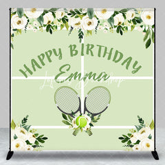 Lofaris Green Floral Tennis Sport Custom Birthday Backdrop