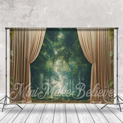 Lofaris Green Forest Curtain Birthday Cake Smash Backdrop