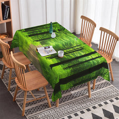 Lofaris Green Forest Trees Spring Road Rectangle Tablecloth