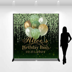 Lofaris Green Glitter Balloon Black Custom Birthday Backdrop
