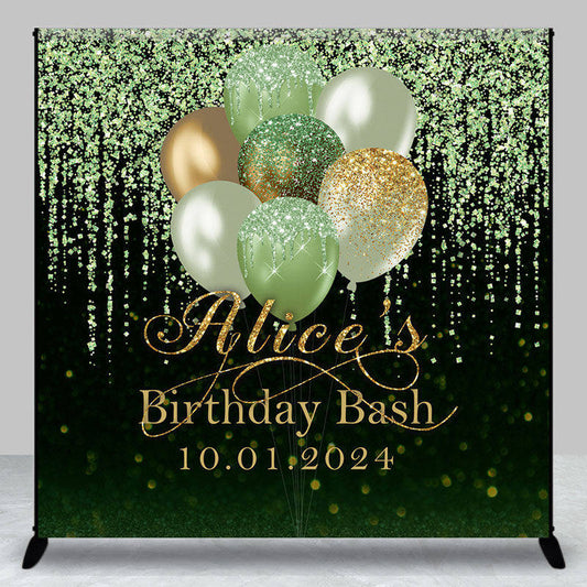 Lofaris Green Glitter Balloon Black Custom Birthday Backdrop