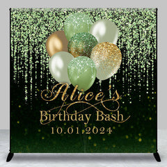 Lofaris Green Glitter Balloon Black Custom Birthday Backdrop