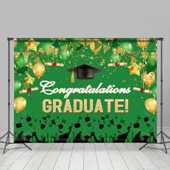 Lofaris Green Gold Bachelor Cap Balloon Graduation Backdrop
