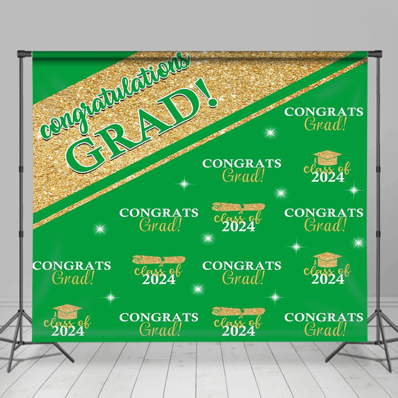 Lofaris Green Gold Congrats Grad Repeat Graduation Backdrop