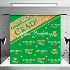 Lofaris Green Gold Congrats Grad Repeat Graduation Backdrop