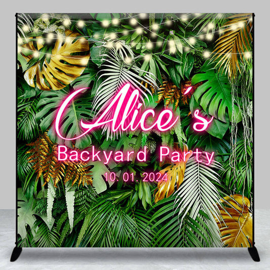 Lofaris Green Gold Leaf Light Custom Backyard Party Backdrop