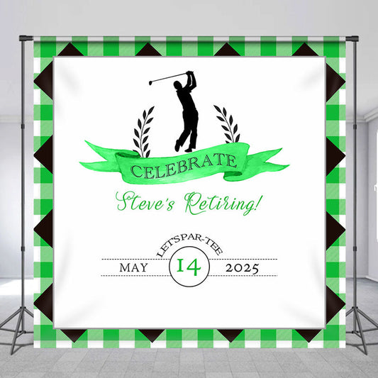 Lofaris Green Gold Men Custom Name Retirement Party Backdrop