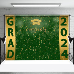 Lofaris Green Golden Ribbon Hat 2024 Graduation Backdrop