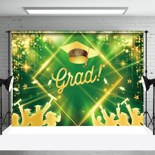 Lofaris Green Golden Star Student Bokeh Graduation Backdrop