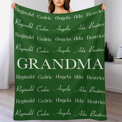 Lofaris Green Grandma Family Name Repeat Custom Blanket