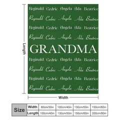 Lofaris Green Grandma Family Name Repeat Custom Blanket