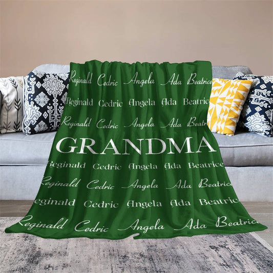 Lofaris Green Grandma Family Name Repeat Custom Blanket