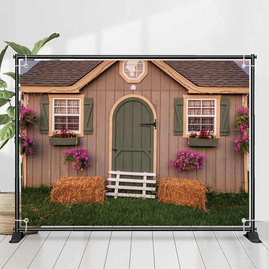 Lofaris Green Grass Wood Farm House Architecture Backdrops