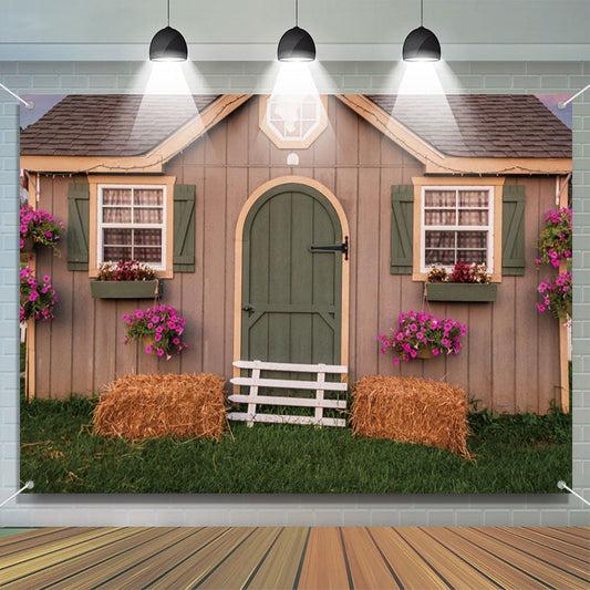 Lofaris Green Grass Wood Farm House Architecture Backdrops