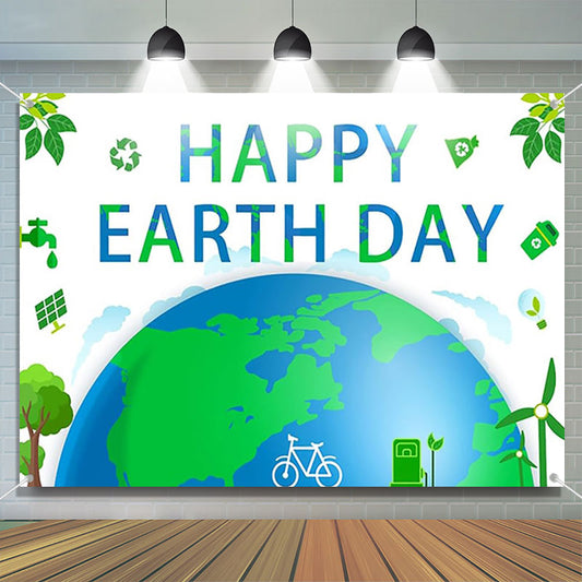 Lofaris Green Happy Earth Day Backdrop for Event Decor