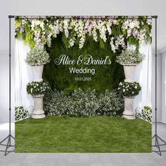 Lofaris Green Lawn Floral Custom Backdrop For Wedding Party