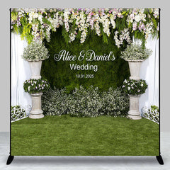 Lofaris Green Lawn Floral Custom Backdrop For Wedding Party