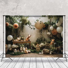 Lofaris Green Leaf Animals Balloon Birthday Photo Backdrop