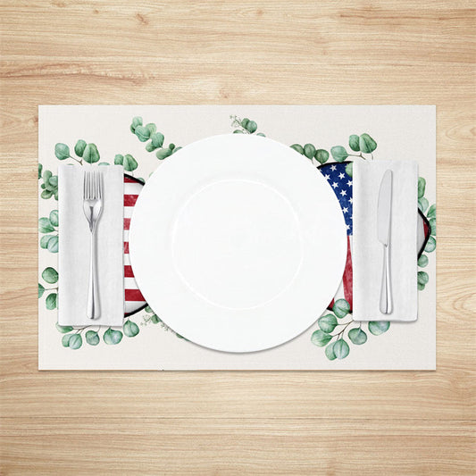 Lofaris Green Leaf Flag Independence Day Set Of 4 Placemats