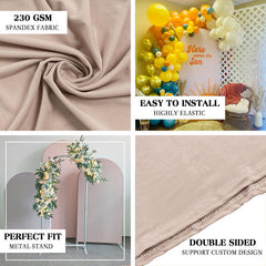 Lofaris Green Leaf Pink Rose Double Sided Arch Backdrop Kit