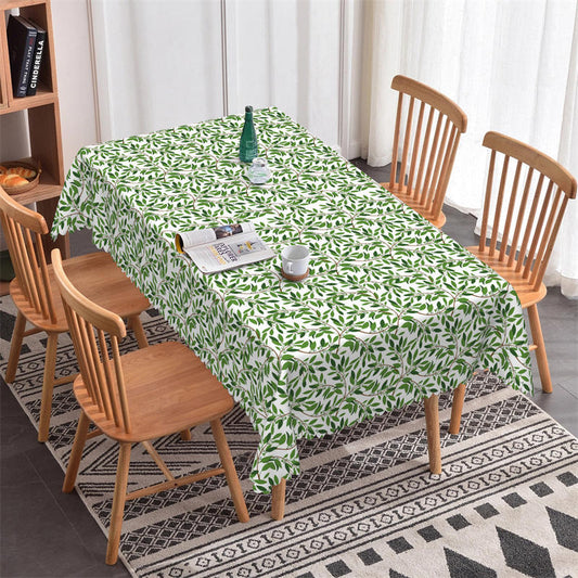 Lofaris Green Leaves Botanical Pattern Rectangle Tablecloth