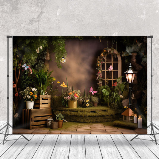 Lofaris Green Leaves Floral Butterfly Photo Spring Backdrop