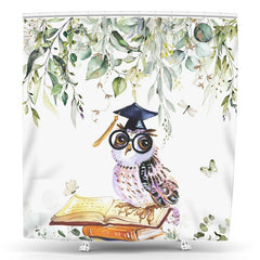 Lofaris Green Leaves Lovely Owl Teacher Books Shower Curatin
