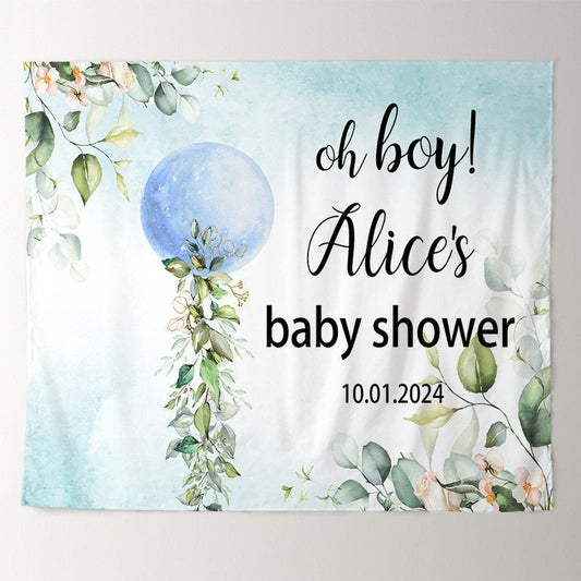 Lofaris Green Leaves Pink Floral Custom Baby Shower Backdrop