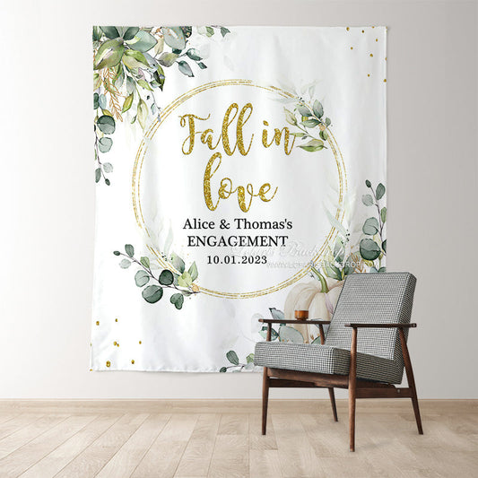Lofaris Green Leaves Pumpkin Fall In Love Wedding Backdrop