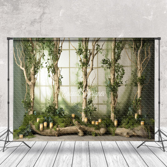Lofaris Green Leaves Trees Candle Spring Photo Backdrop